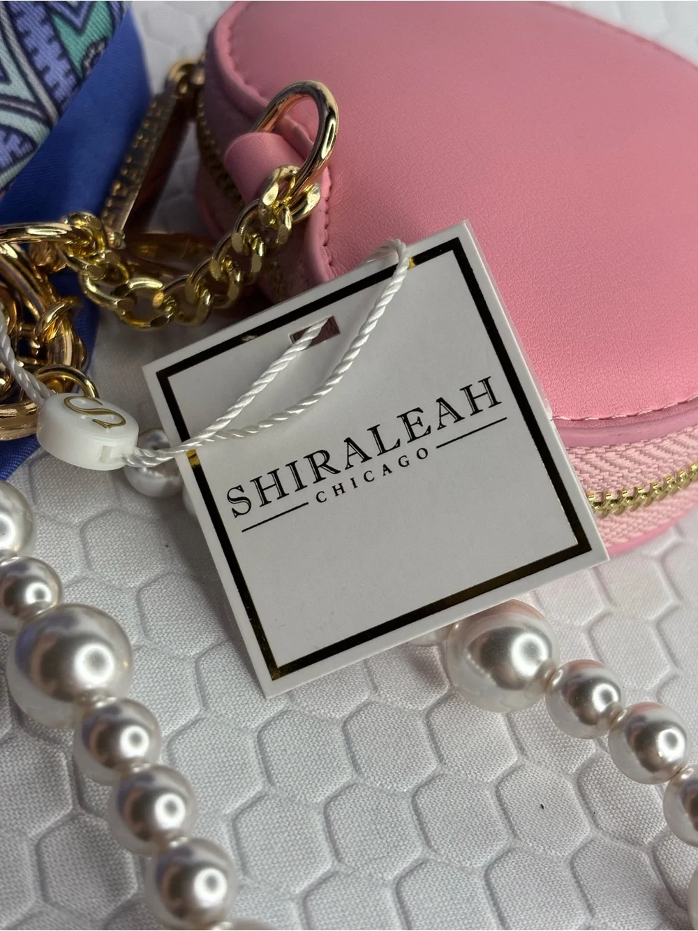 Pink Heart Zipper Pouch Charm with Faux Pearl Wrist Strap NWT